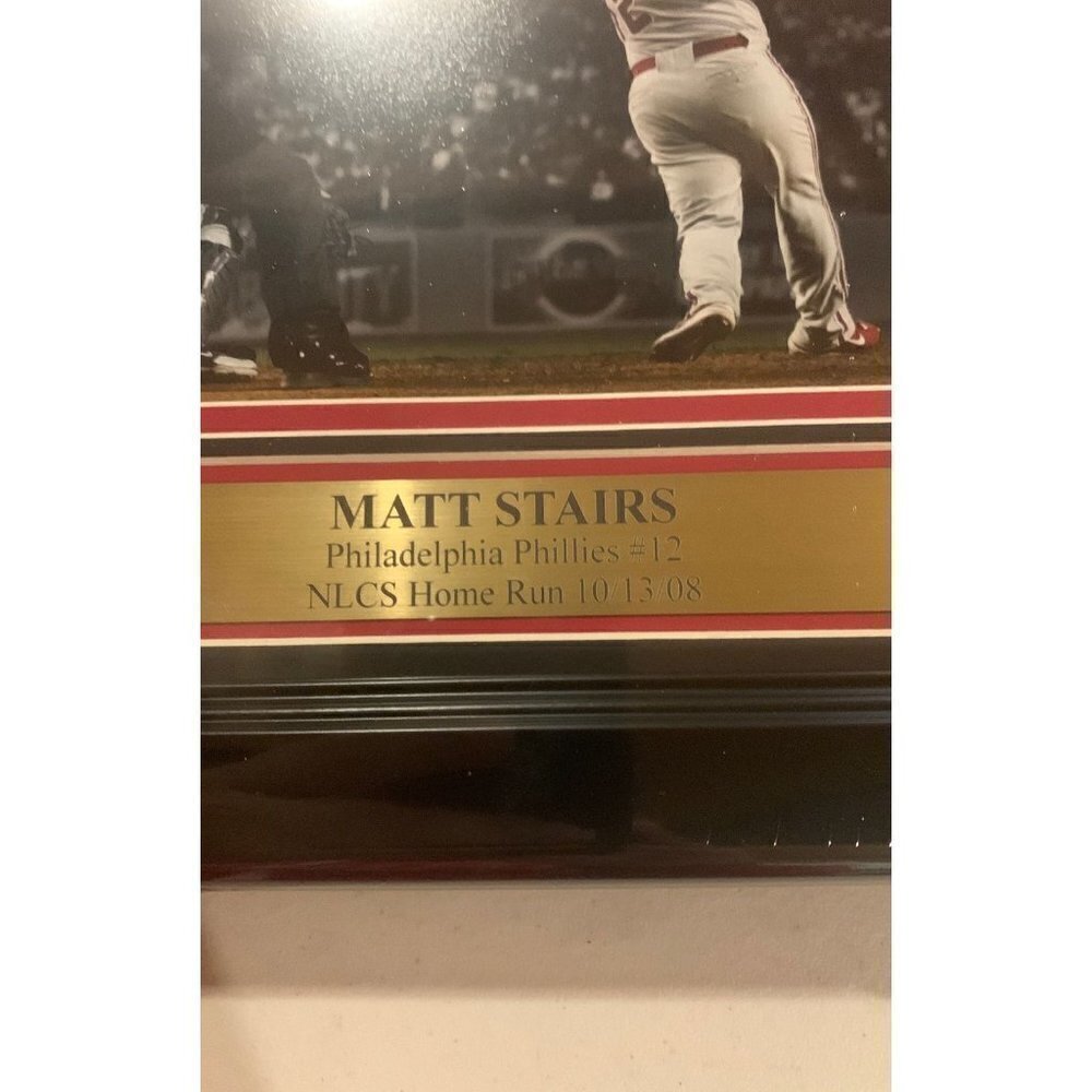 Matt Stairs autograph signed Phillies 08 NLCS Home Run 8x10 photo framed jsa - Picture 3 of 5